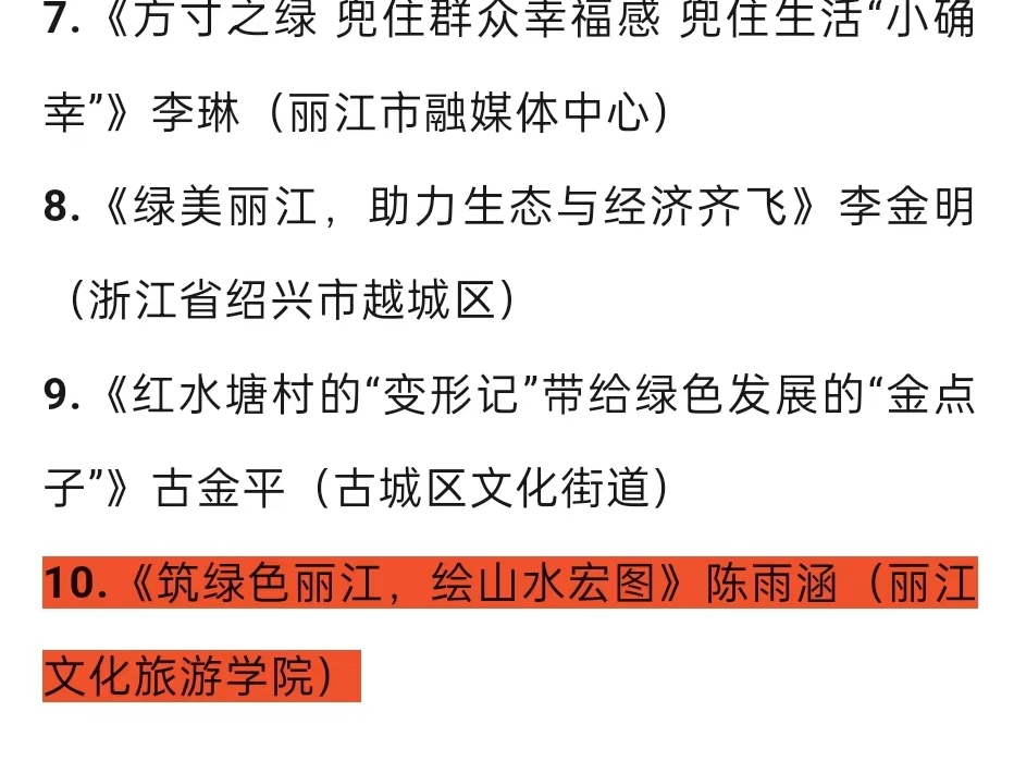  文学院5名学生在丽江市举办的首届“天雨流芳”杯网评大赛中荣获佳绩